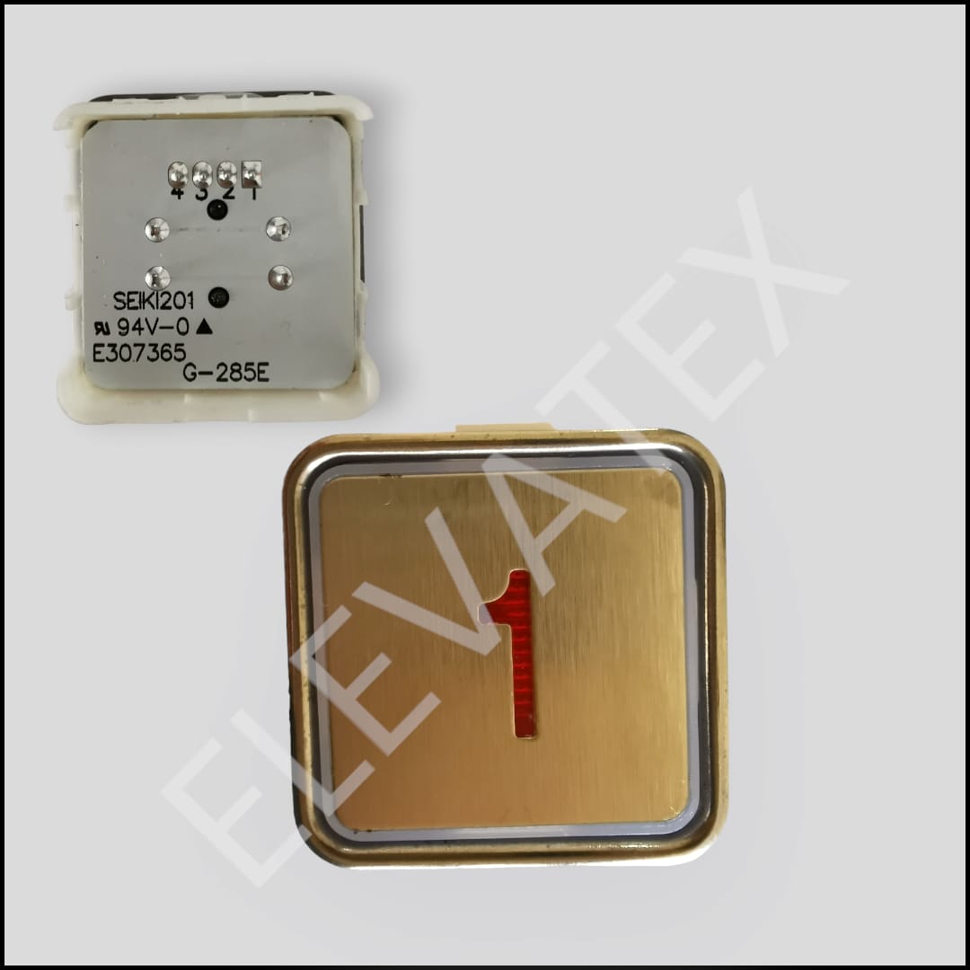 Pulsador Thyssen Seik1201,G-285E,34*34 mm ,Número 1 Led Rojo/ CODIGO 1653-N1
