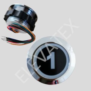 Pulsador sensitivo numero 1 Led Azul, diámetro interno 29mm, diámetro externo 36mm Código 1736-n1